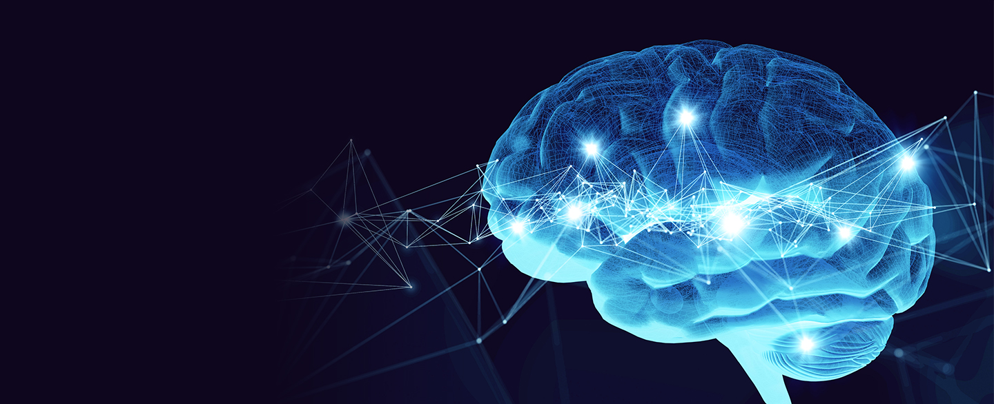 Abstract rendering of a brain and neurons.