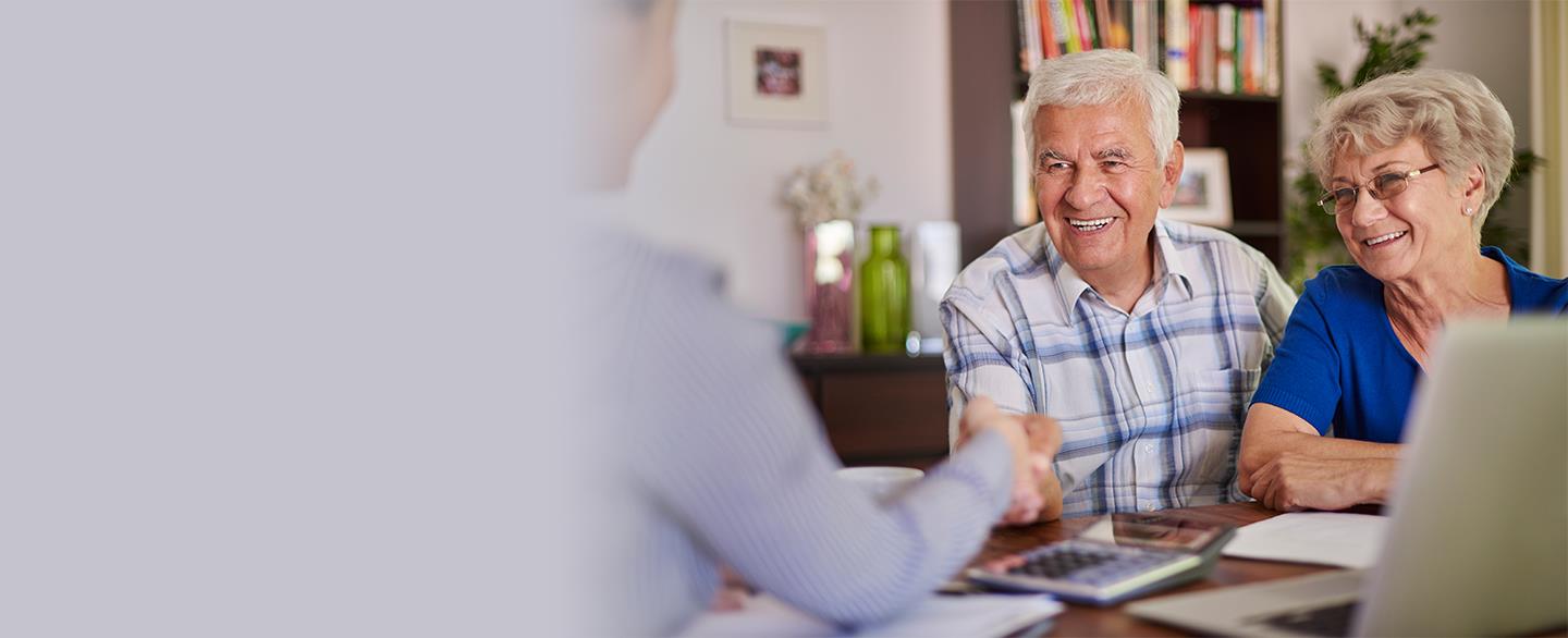 Couple meeting with hospital support services.
