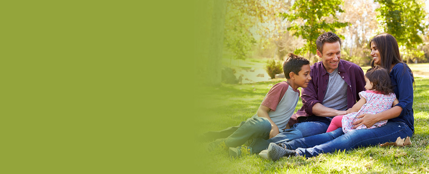 Happy family in a park.