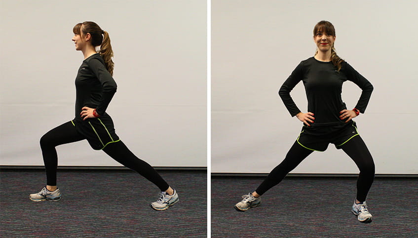 Women demonstrating dynamic stretching.