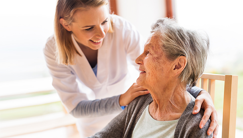 Home health visiting patient.