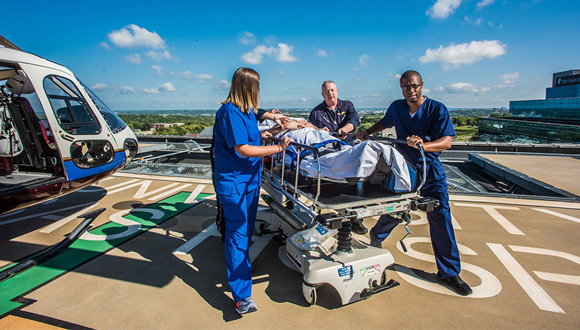 Patient intake on helipad