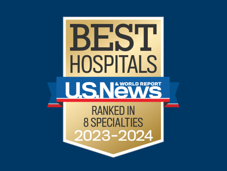 2023-24 US News and World Report Ranked in 8 Specialties Badge