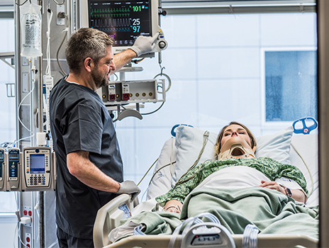 Patient in the surgical ICU after a trauma
