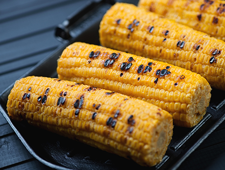 Grilled corn on the cob. 