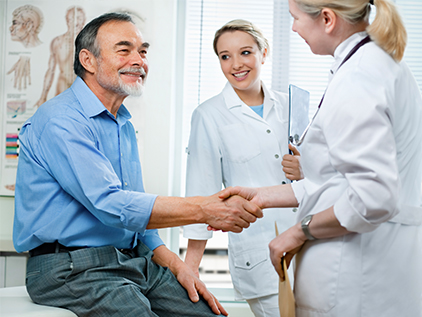 Patient meeting his doctors.