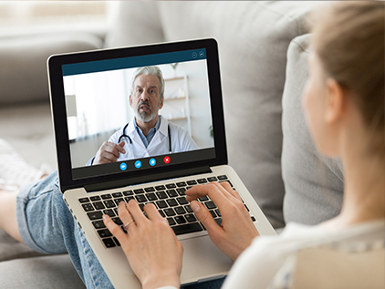 Patient utilizing telehealth.