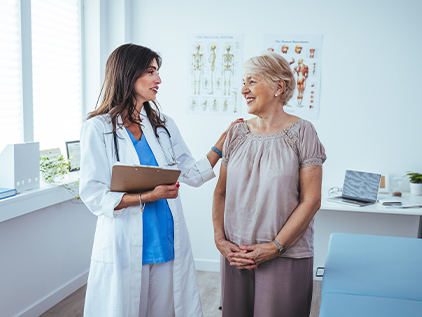 Woman talking with her doctor