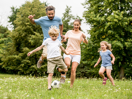 Family enjoying time outside