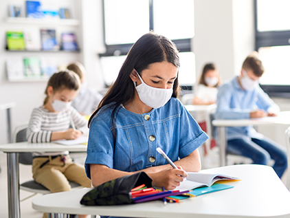 Student wearing mask.