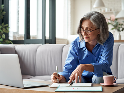 Woman researching