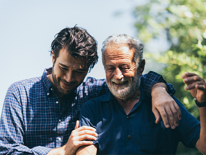 Happy father and son