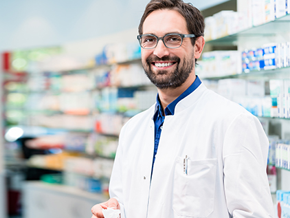 Smiling pharmacist.