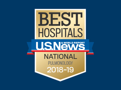 U.S. News & World Report pulmonology badge for 2018-2019.