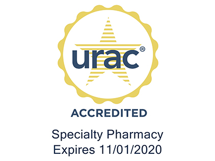 URAC logo. URAC is an independent, nonprofit accreditation entity. The University of Kansas Health System's specialty pharmacies are URAC accredited.
