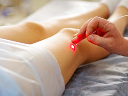 Patient undergoing a vein treatment.