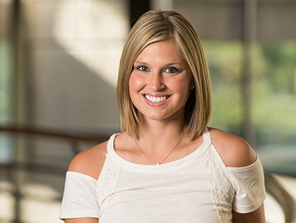 Blood and marrow transplant patient Rebecca Hertzog Burns.