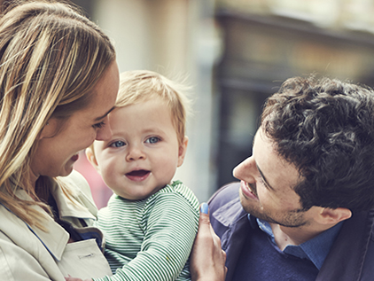 Woman, baby and man