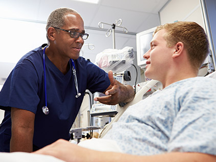 Male care provider and male patient