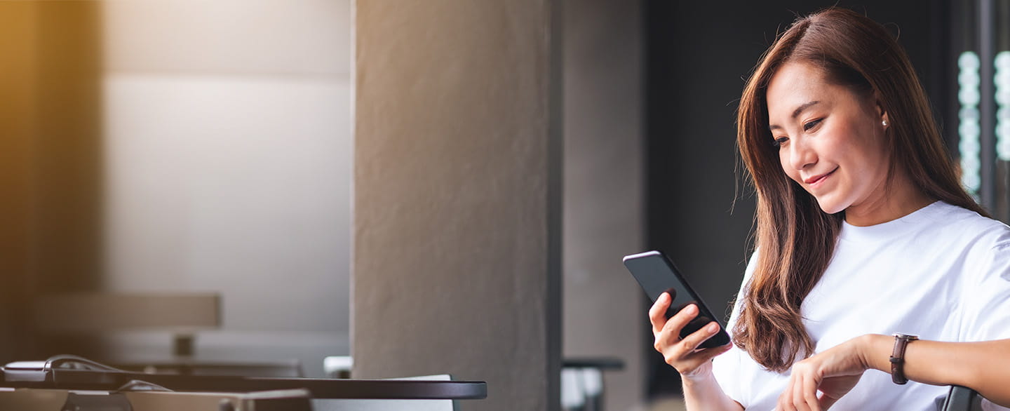 A woman using her phone