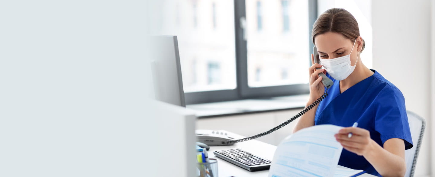 Healthcare worker on the phone