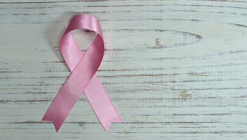 Pink breast cancer ribbon.
