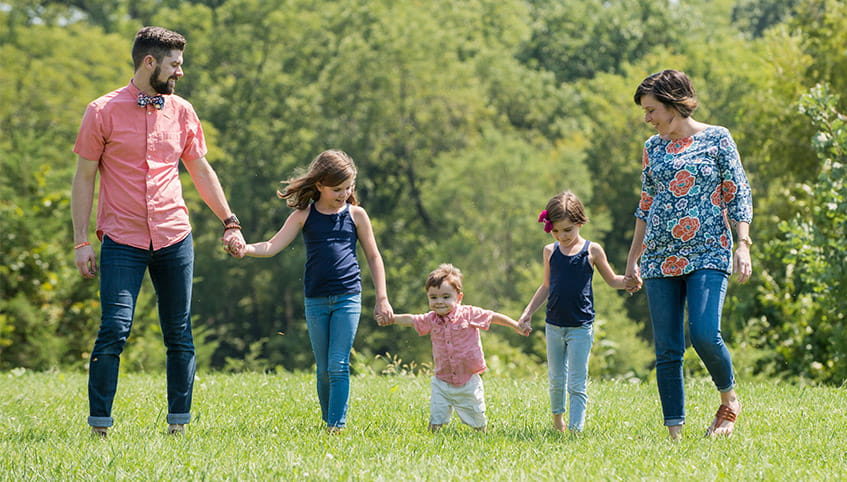 Transplant patient Jerry Casey with his family.