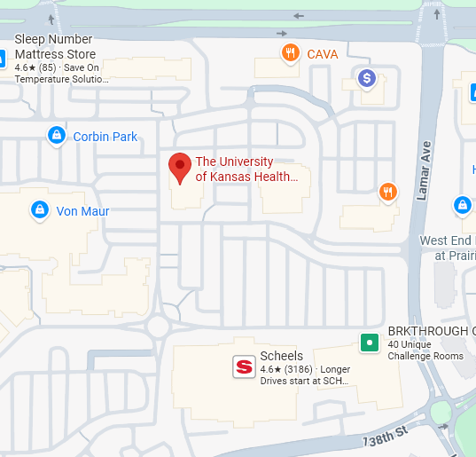 map to The University of Kansas Health Systems - Corbin Park