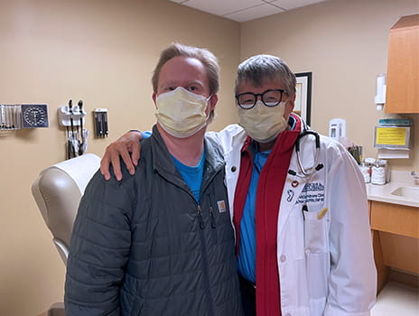 Moya Peterson with patient Dustin