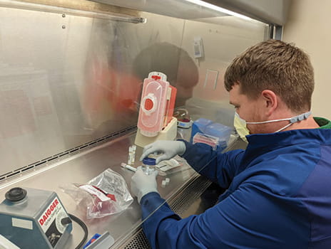 Lab technician working with patient sample 