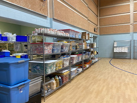 Food was temporarily moved into the gym