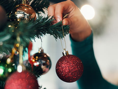 Ornaments on a Christmas tree