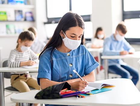 Student wearing mask.