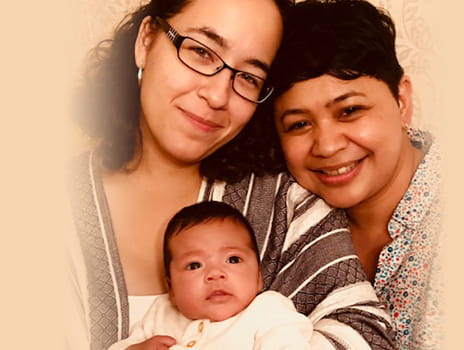 Meredith and Cindy Paloma with their baby.