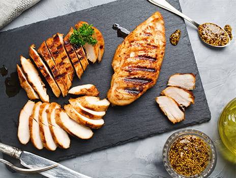 Sliced grilled chicken.