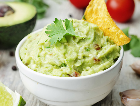 Bowl of guacamole.