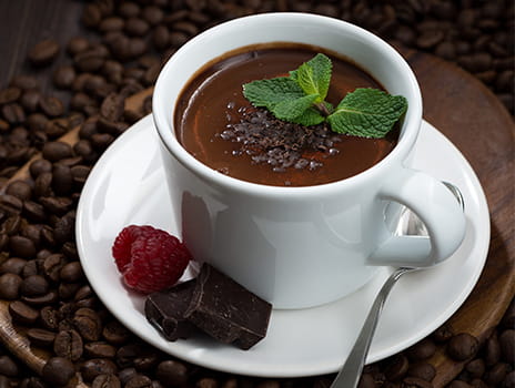 Raspberry mocha in a mug.