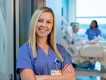 Nurse smiling.